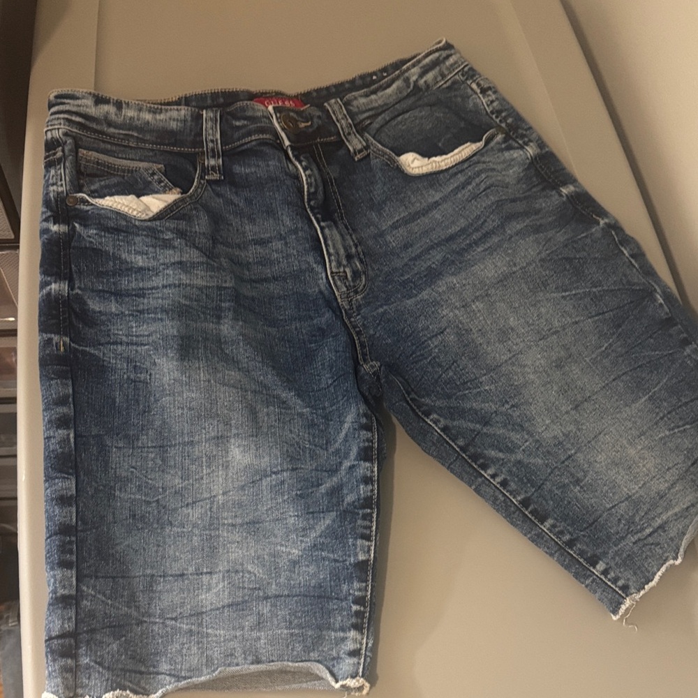 Guess Men's Faded Blue Jean Shorts